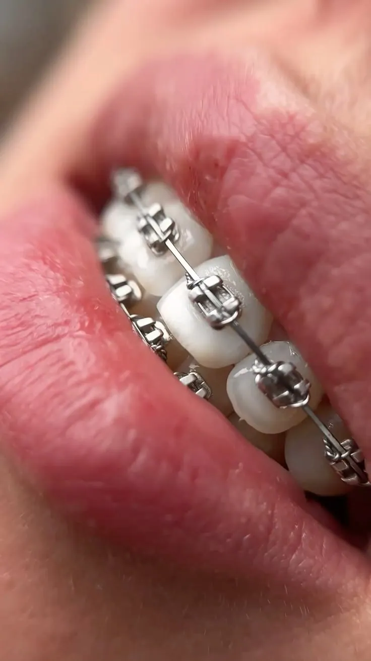 Close-up view of orthodontic braces